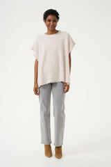 CREAM PONCHO FEMME