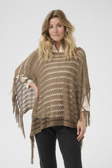 CREAM PONCHO FEMME