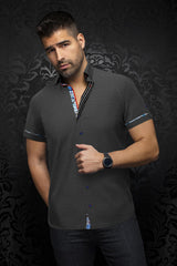 AU NOIR CHEMISE MANCHES COURTES HOMME