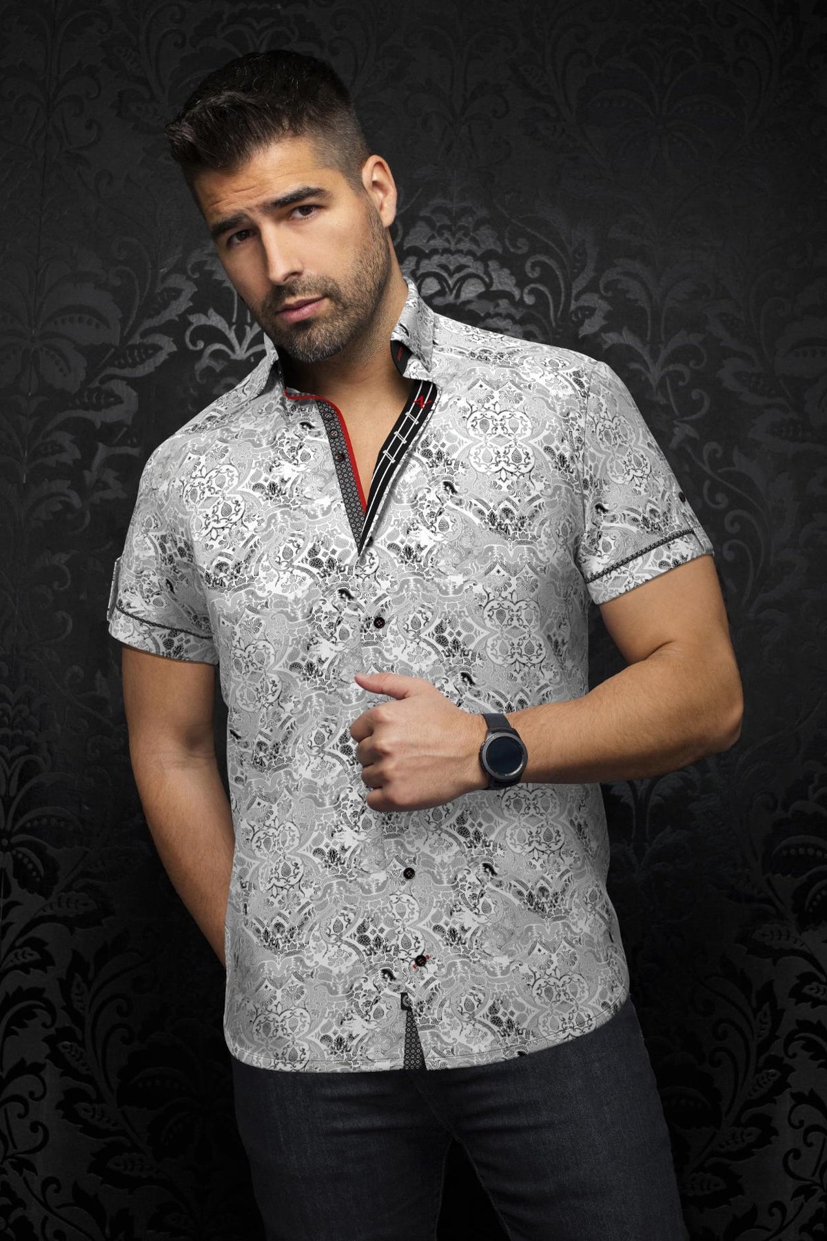 AU NOIR CHEMISE MANCHES COURTES HOMME