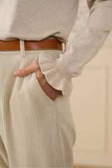Cream Chandail Manche Longue Femme