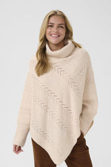 CREAM PONCHO FEMME