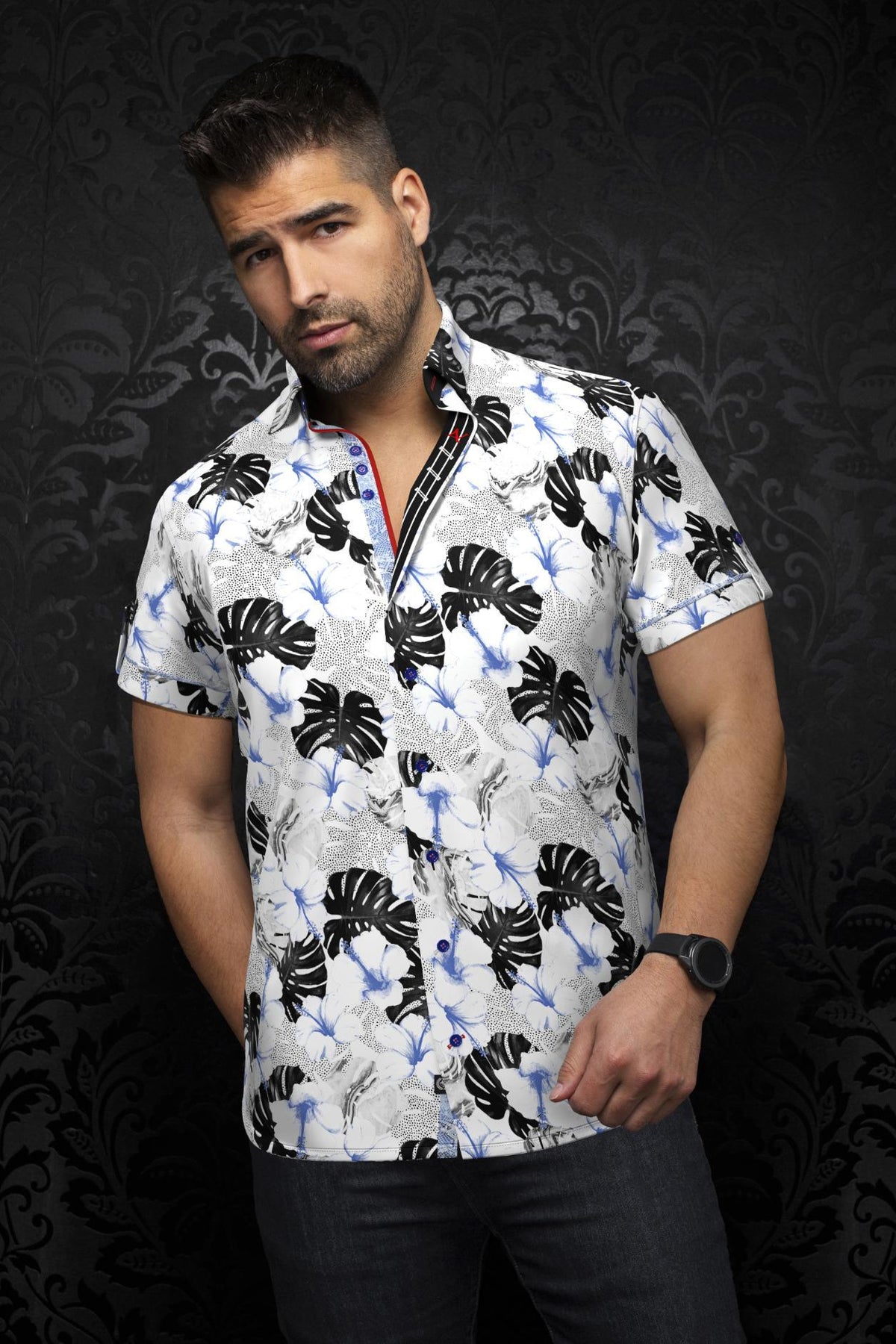 AU NOIR CHEMISE MANCHES COURTES HOMME