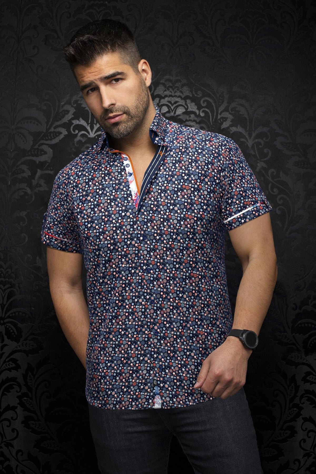 AU NOIR CHEMISE MANCHES COURTES HOMME