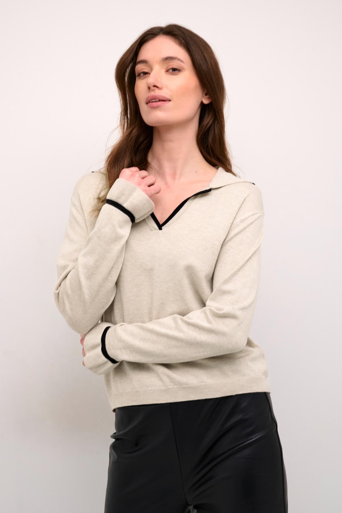 CREAM CHANDAIL MANCHES LONGUES FEMME