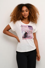 Cream T-Shirt Femme
