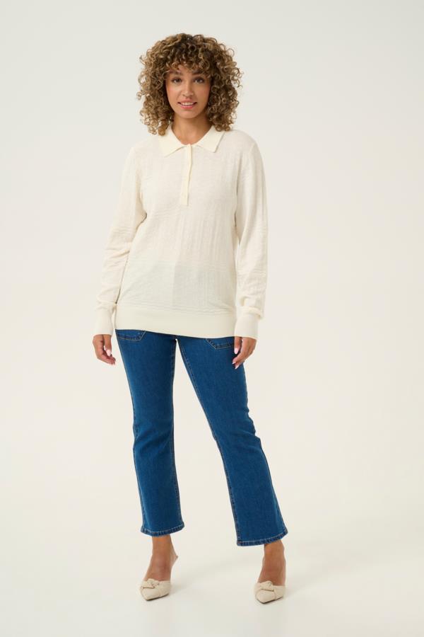 CREAM POLO MANCHES LONGUES FEMME